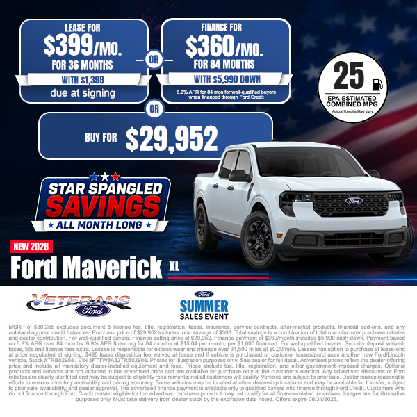 Special offer on 2026 Ford Maverick 2026 Ford Maverick XL